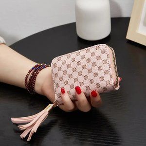 Stylish Design Pattern Short Wallet with  tassel - Pink
